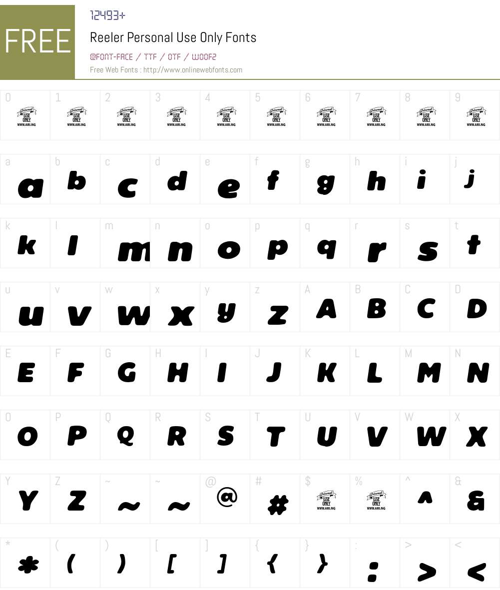 Reeler Personal Use Only Font Screenshots