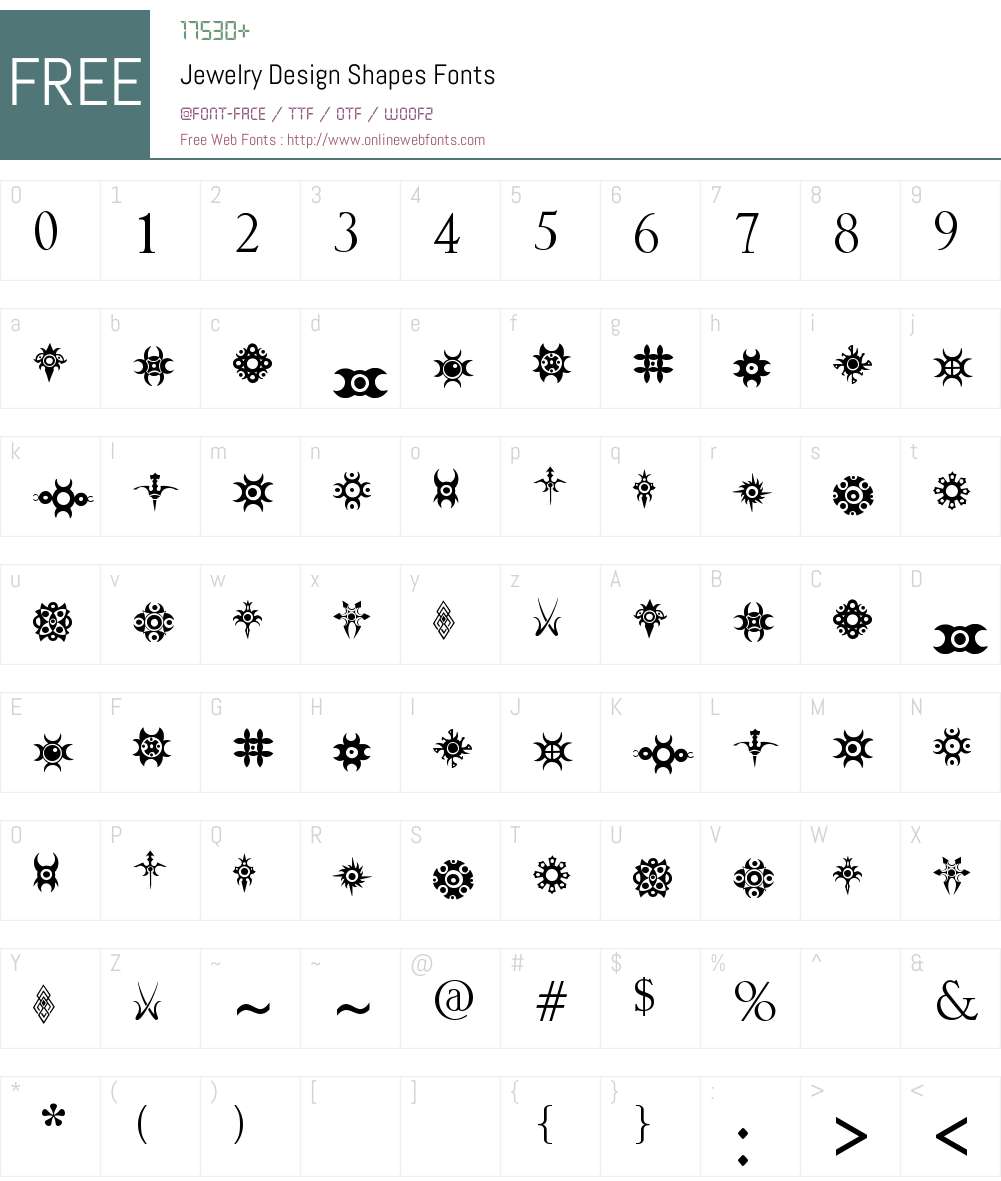 Jewelry Design Shapes Font Screenshots
