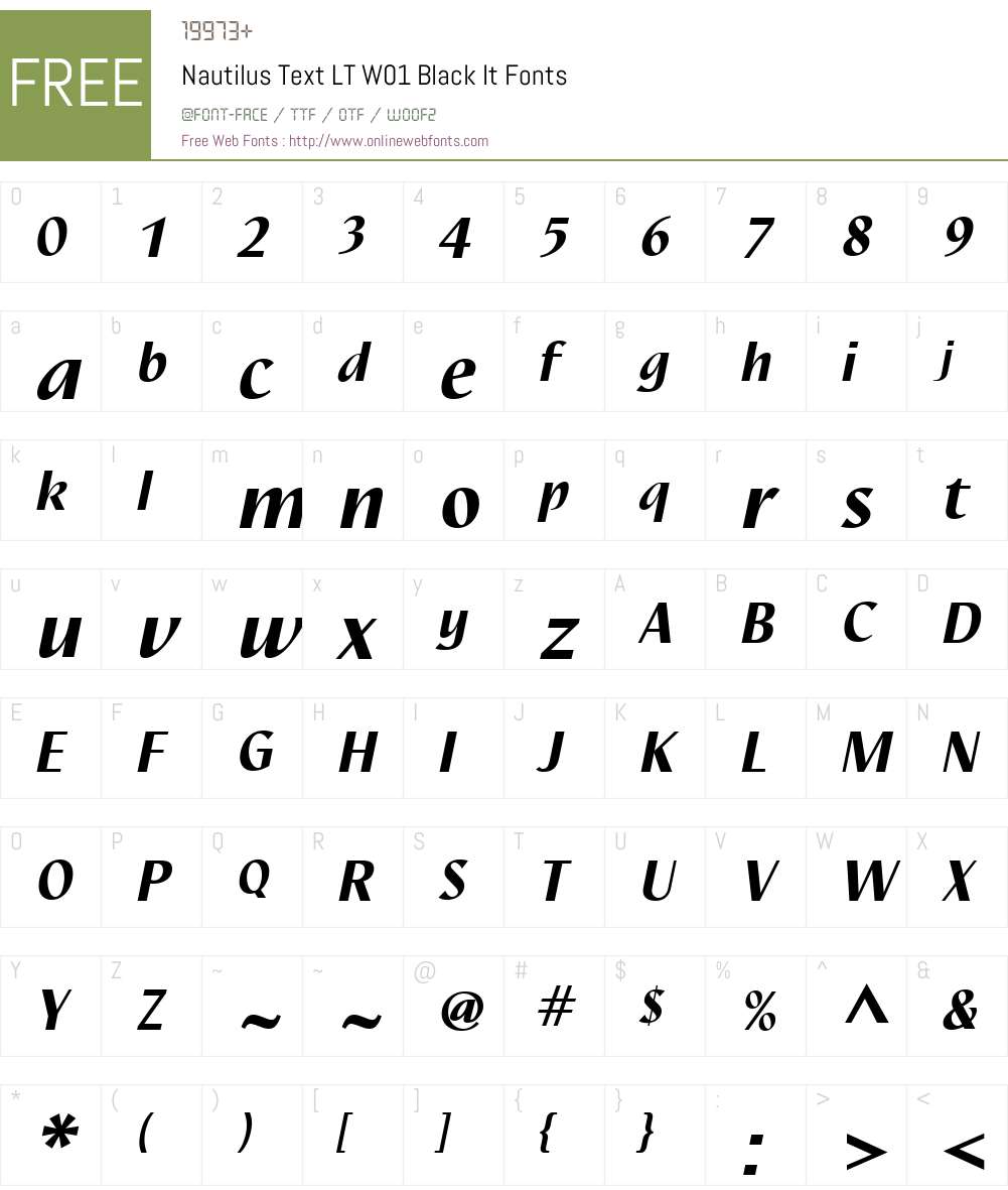 NautilusTextLTW01-BlackIt Font Screenshots
