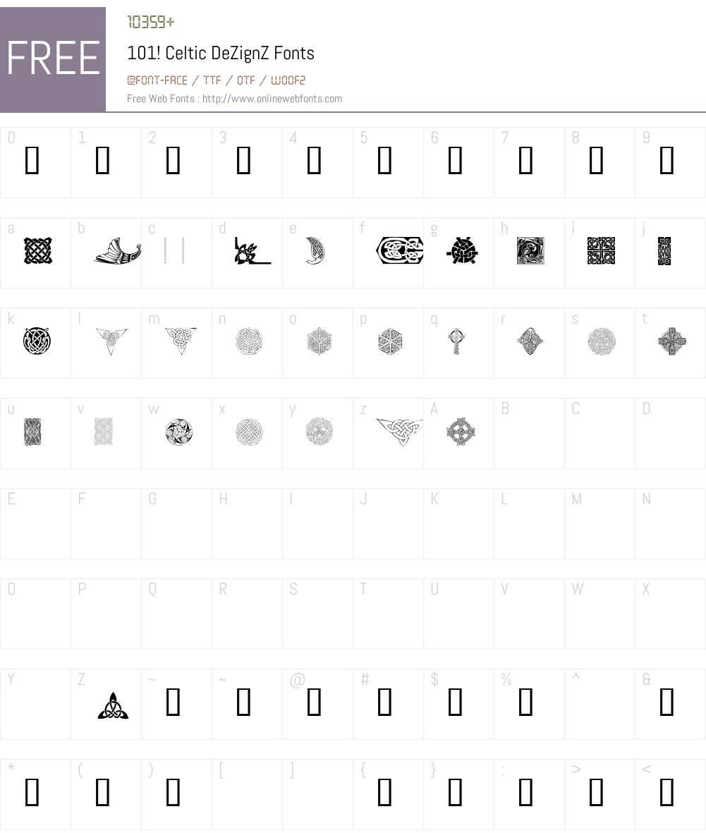 101! Celtic DeZignZ Font Screenshots