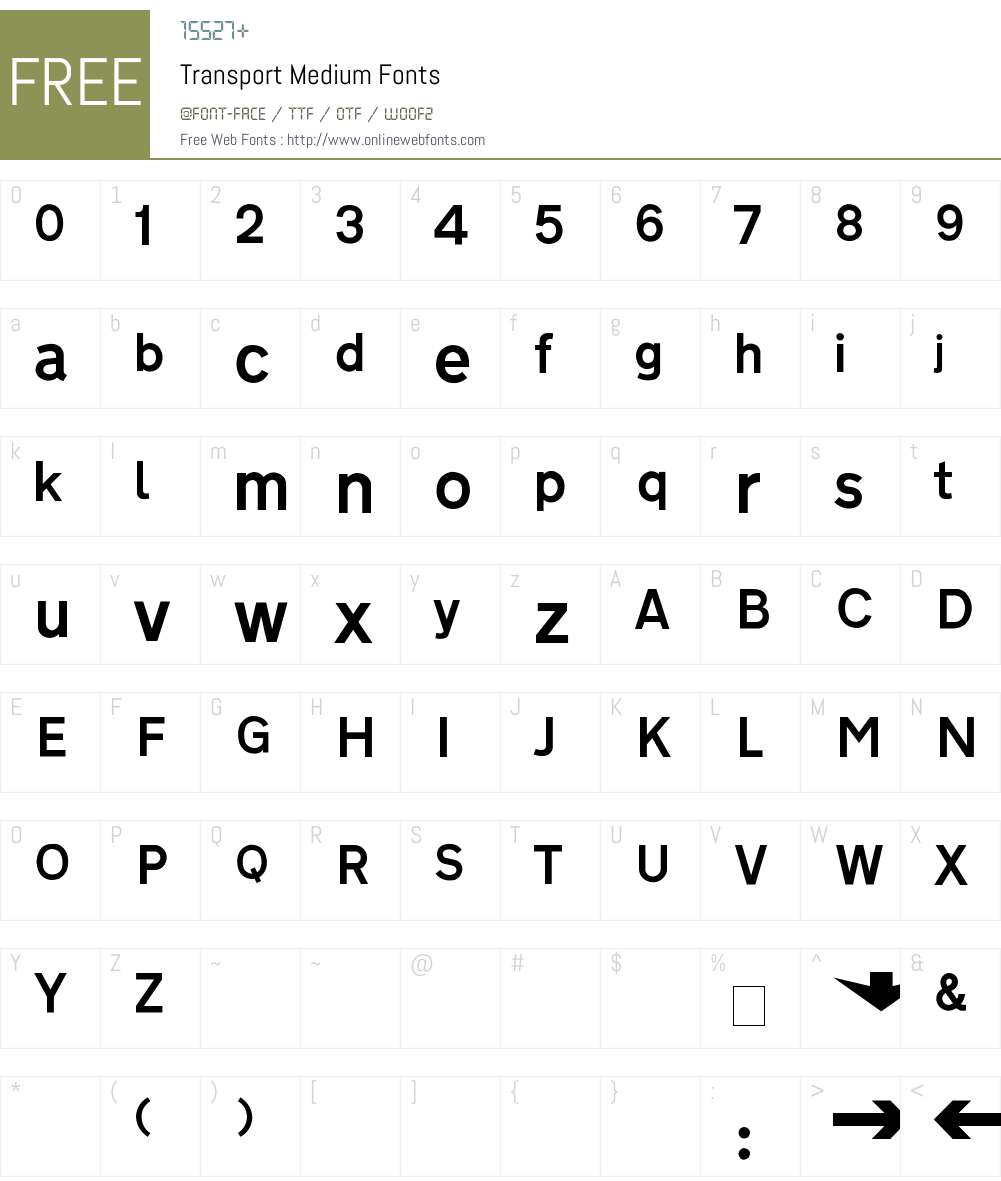 Transport Font Screenshots
