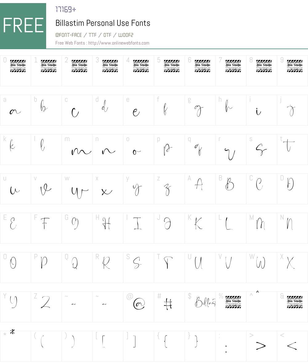 Billastim Personal Use Font Screenshots