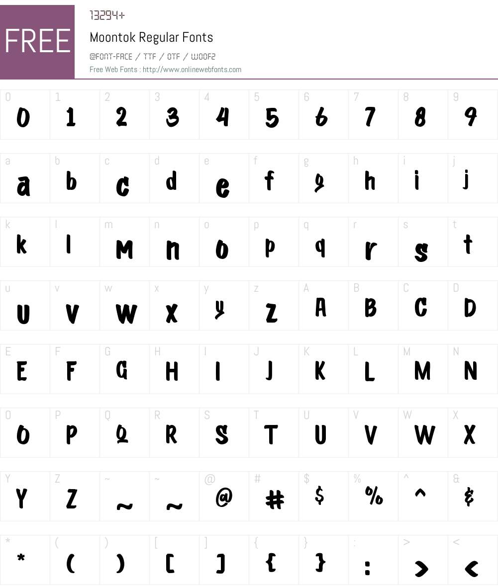 Moontok Font Screenshots