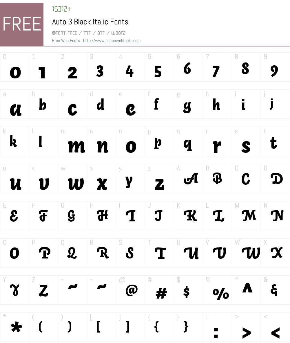 Auto 3 Font Screenshots