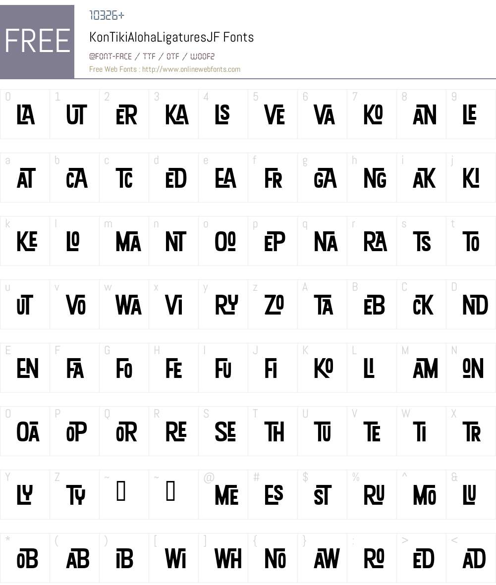 KonTikiAlohaLigaturesJF Font Screenshots