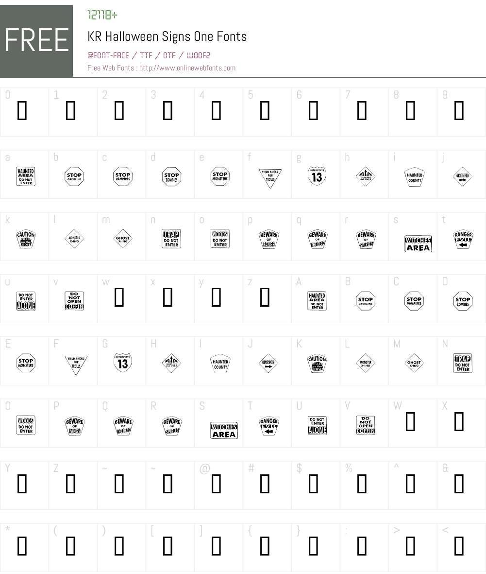 KR Halloween Signs One Font Screenshots