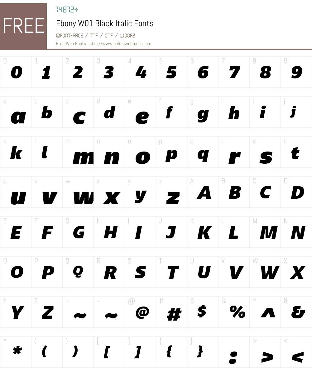 EbonyW01-BlackItalic Font Screenshots