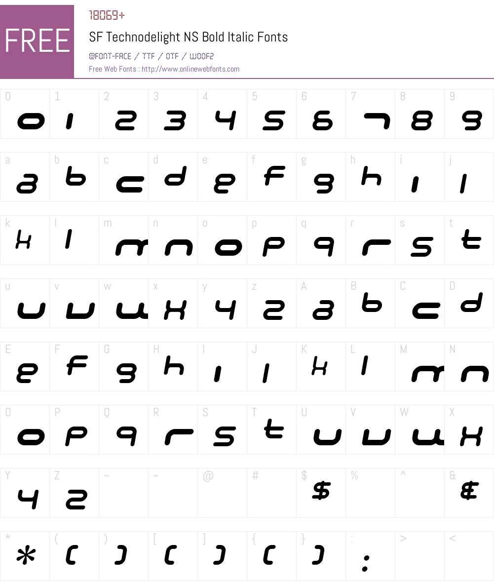 SF Technodelight NS Font Screenshots