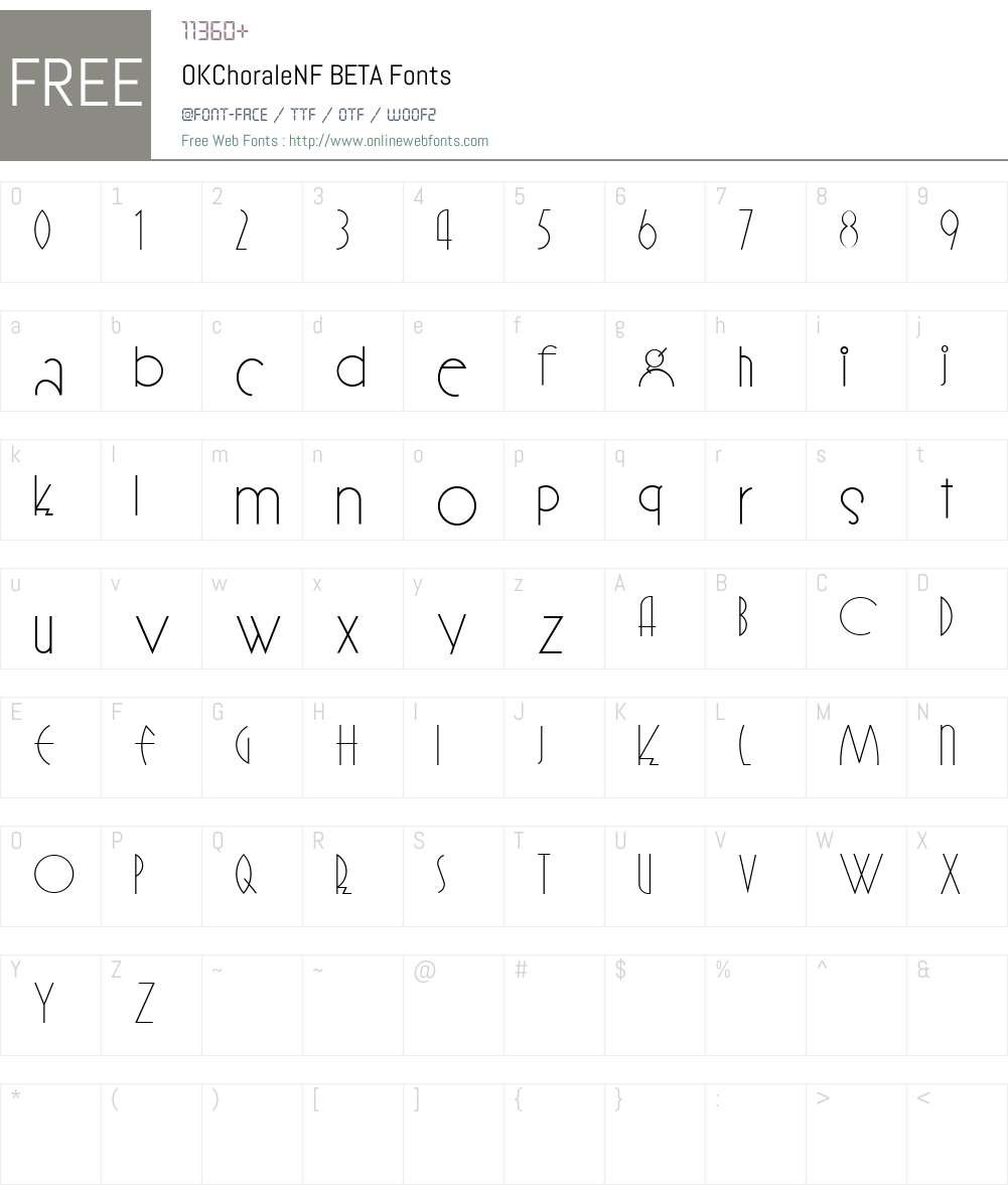 OKChoraleNF BETA Font Screenshots