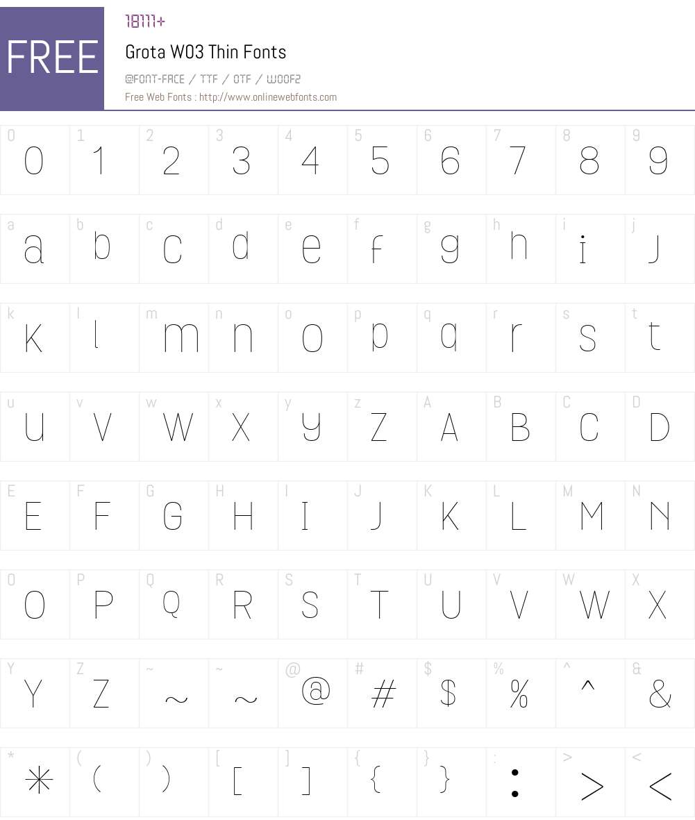 GrotaW03-Thin Font Screenshots