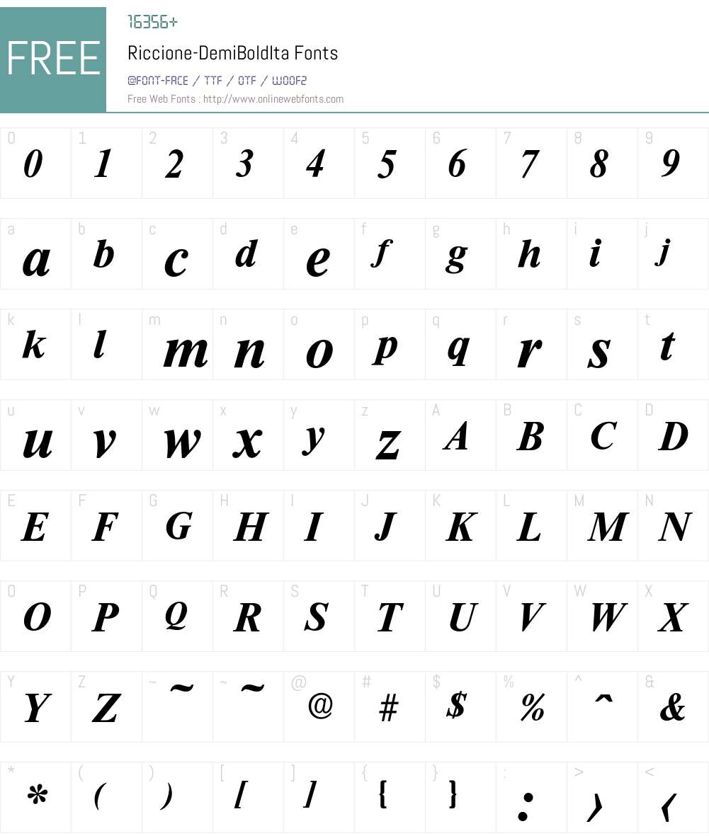 Riccione-DemiBoldIta Font Screenshots