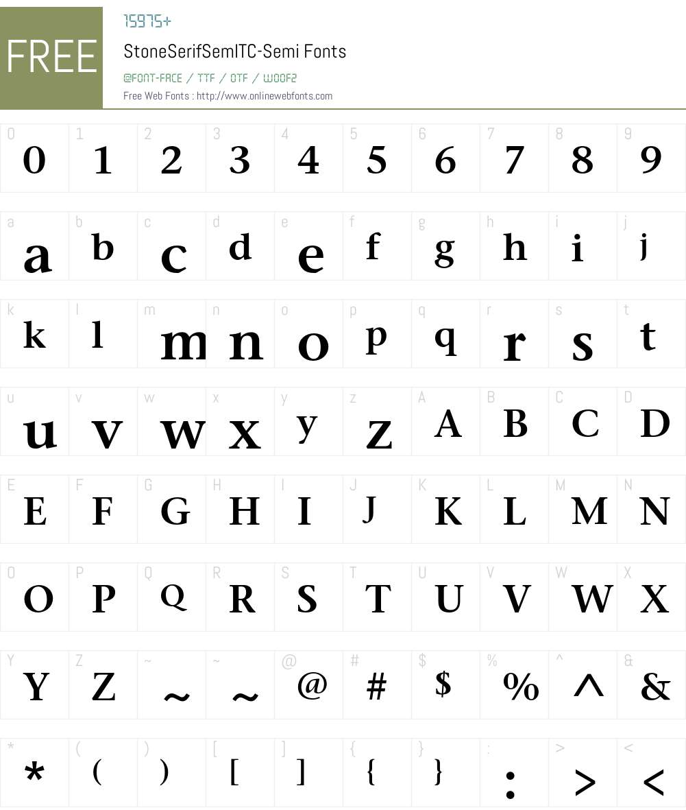 StoneSerifSemITC Font Screenshots