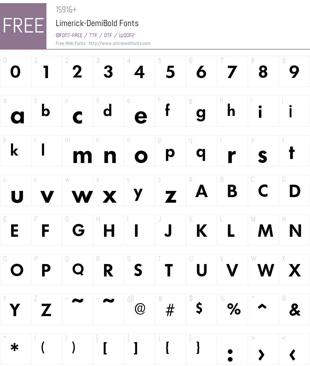 Limerick-DemiBold Font Screenshots