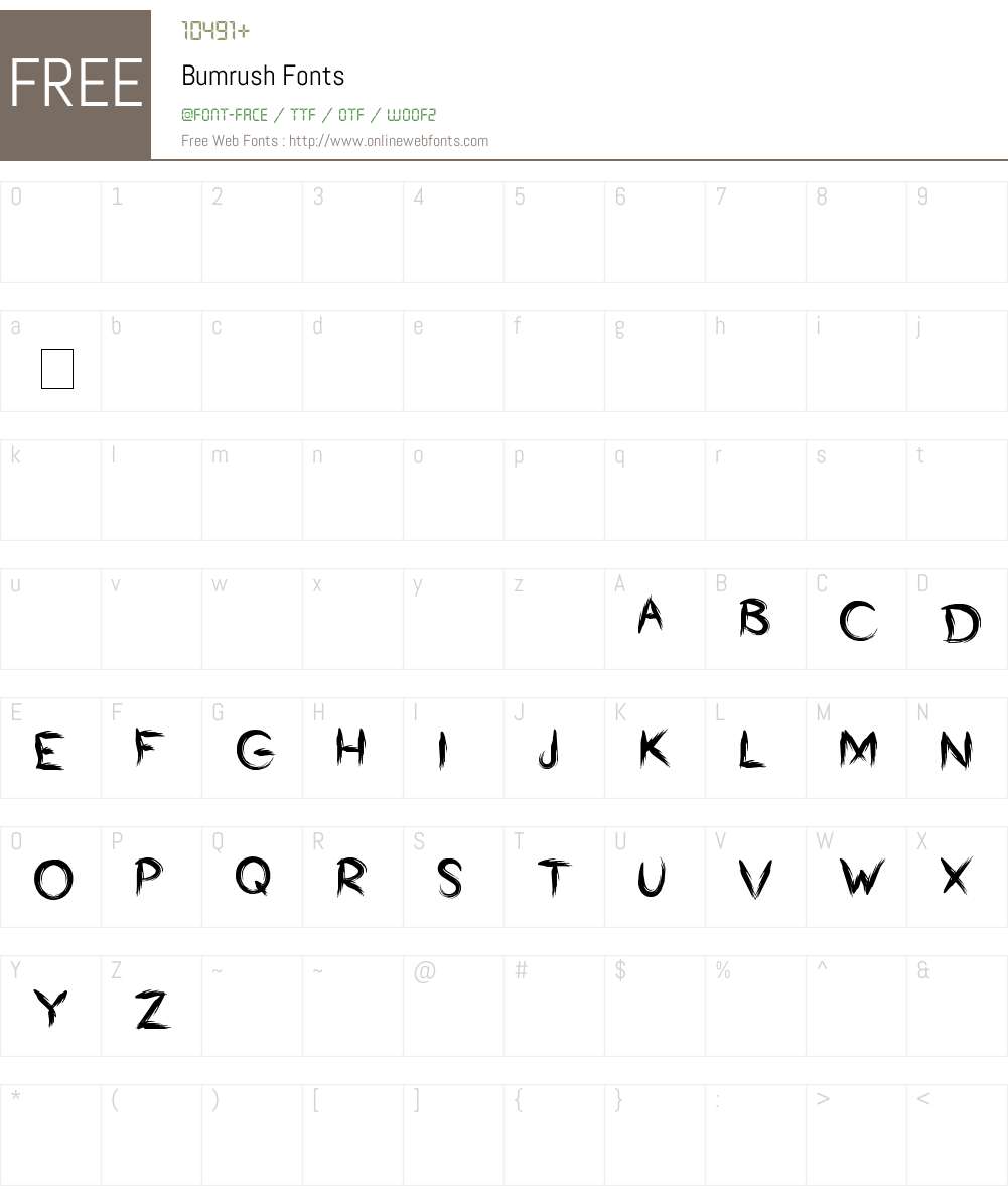 Bumrush Font Screenshots