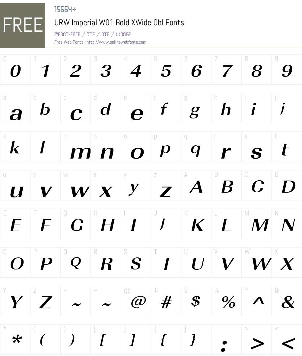 URWImperialW01-BoldXWideObl Font Screenshots