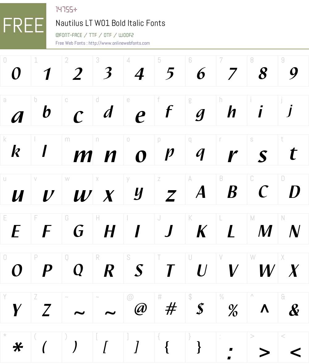 NautilusLTW01-BoldItalic Font Screenshots