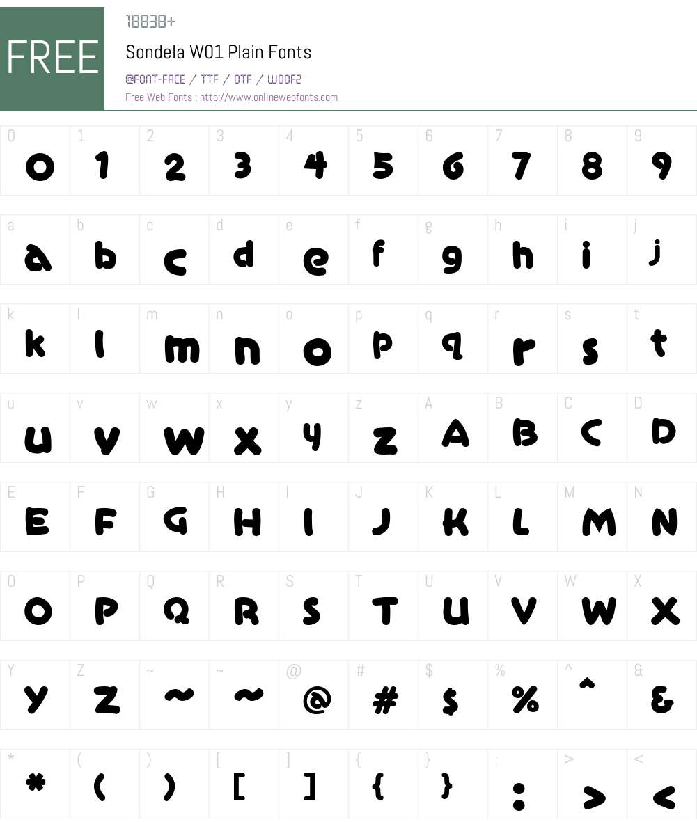 SondelaW01-Plain Font Screenshots
