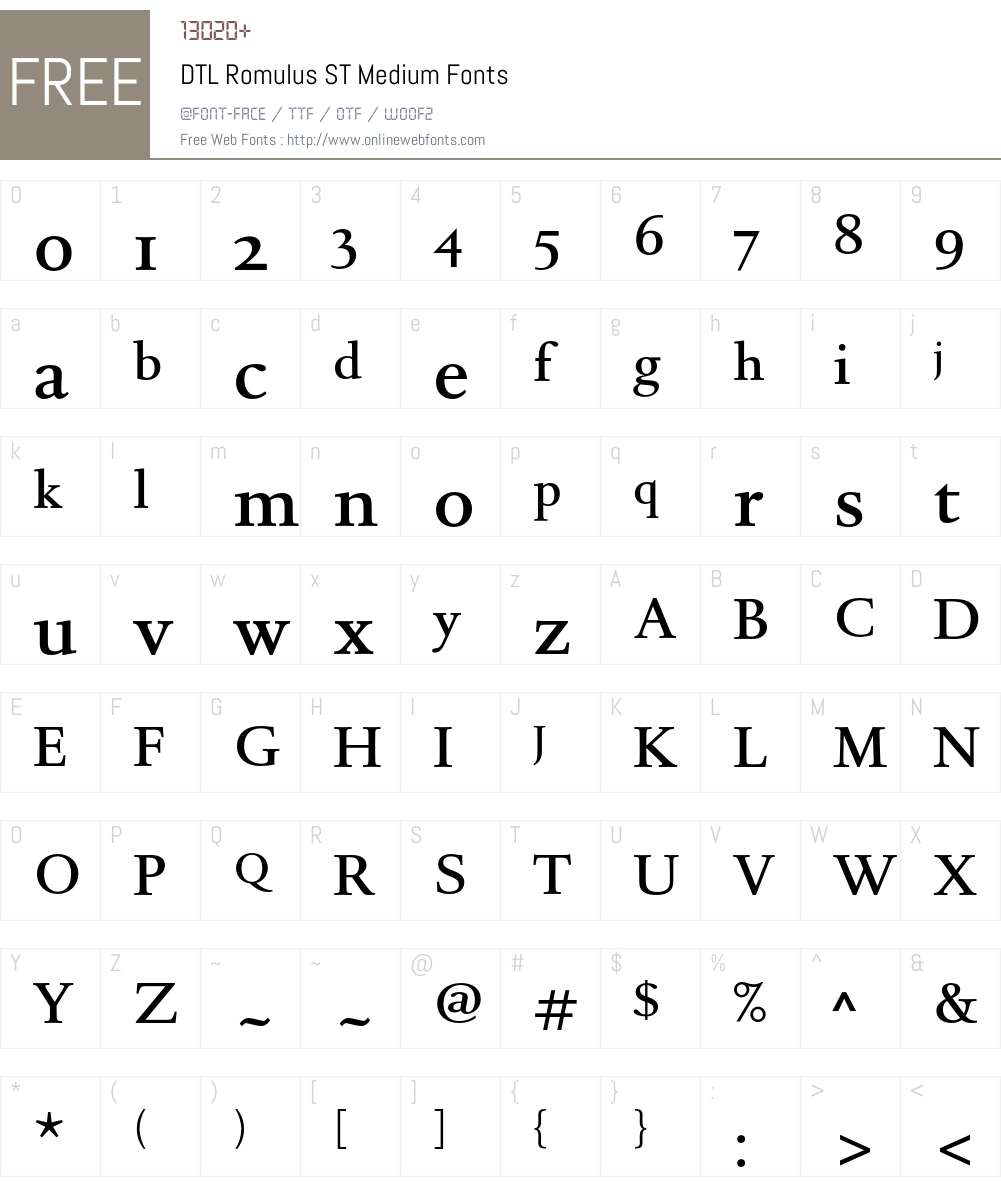 DTLRomulusSTMedium Font Screenshots