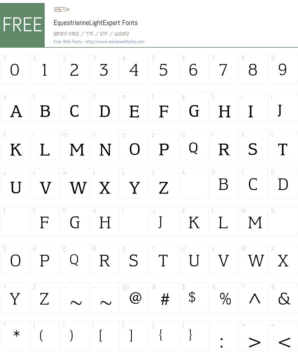 EquestrienneLightExpert Font Screenshots