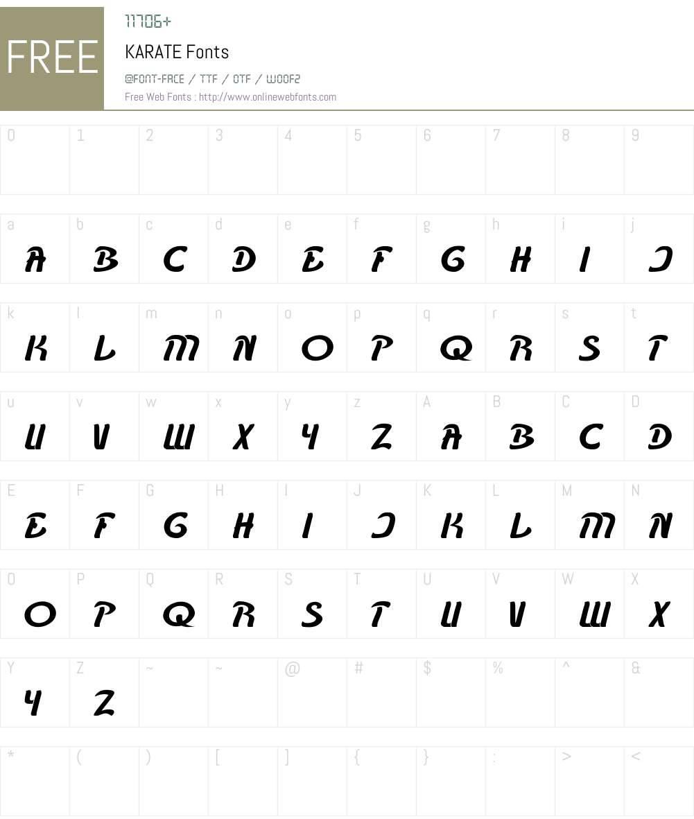 KARATE Font Screenshots