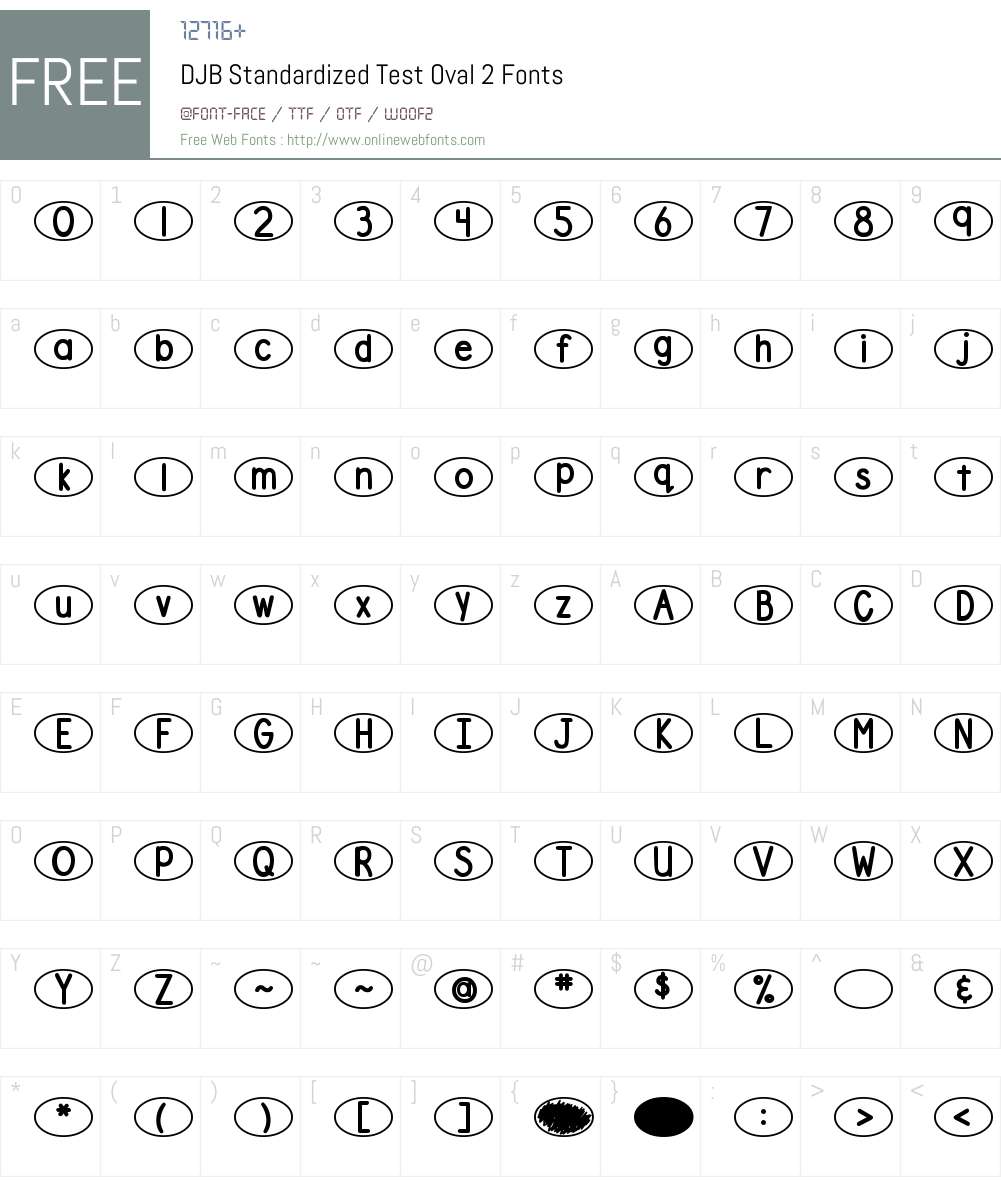 DJB Standardized Test Oval 2 Font Screenshots