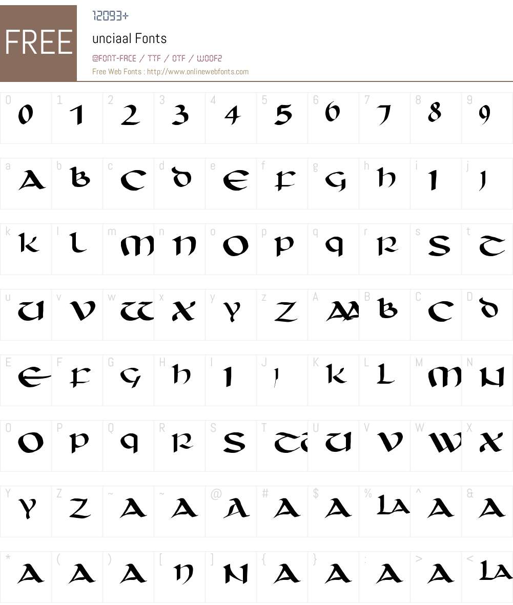 unciaal Font Screenshots