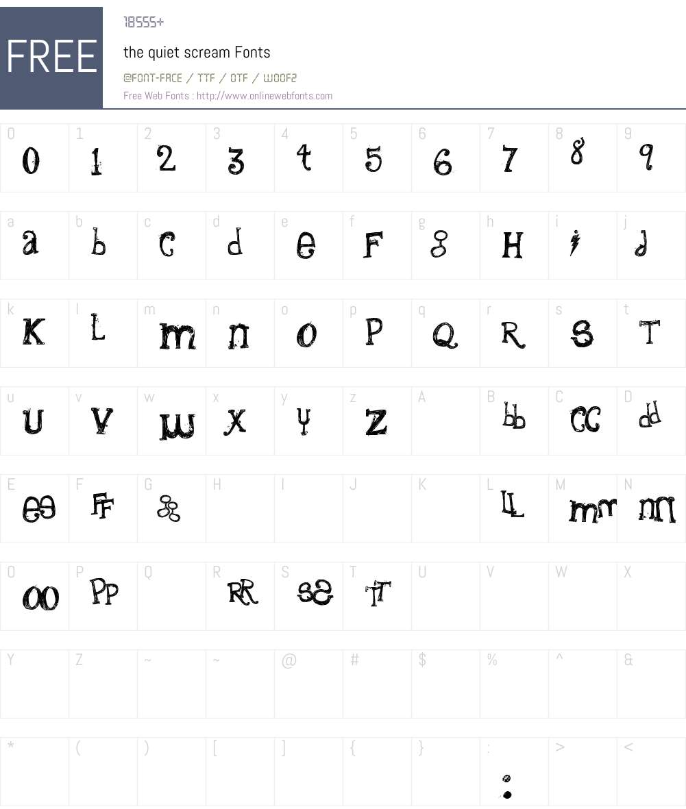 the quiet scream Font Screenshots