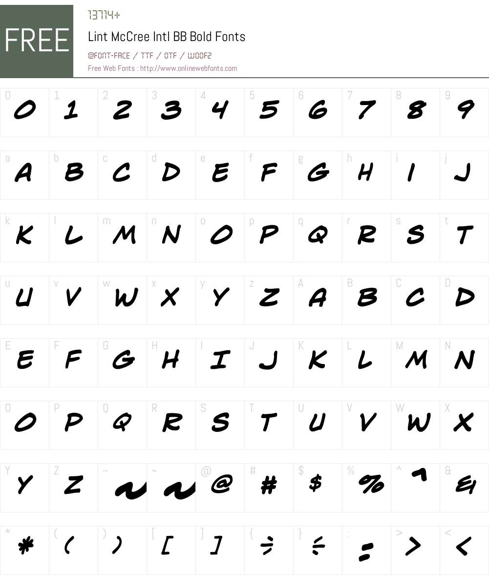 LintMcCreeIntlBB-Bold Font Screenshots
