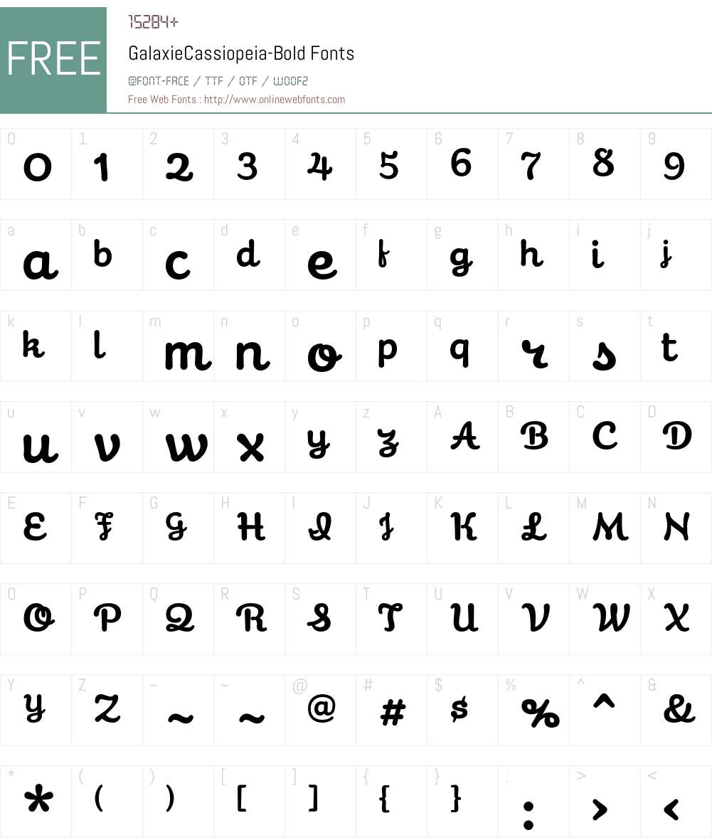 Galaxie Cassiopeia Font Screenshots