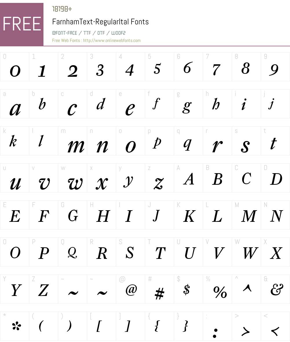 FarnhamText-RegularItal Font Screenshots