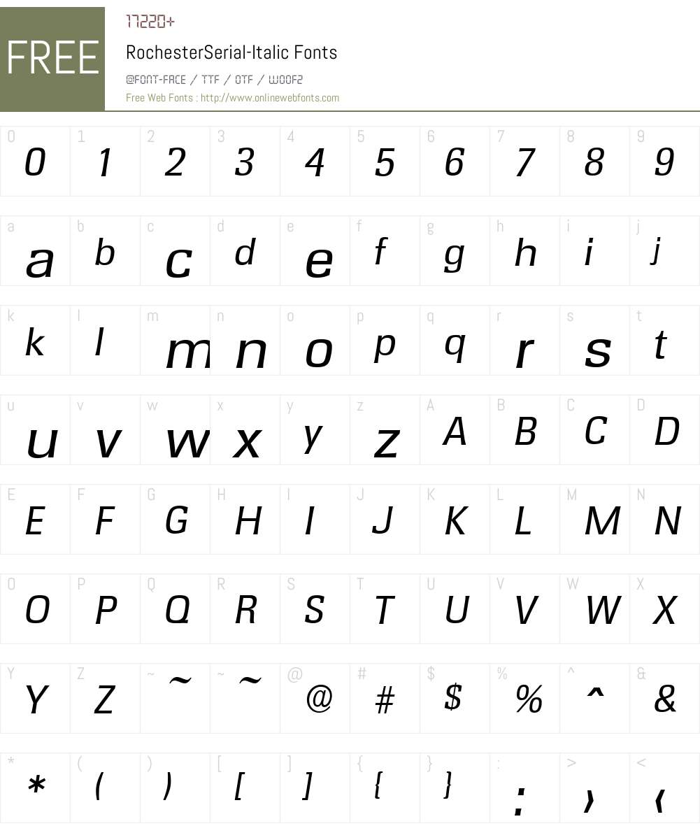 RochesterSerial Font Screenshots