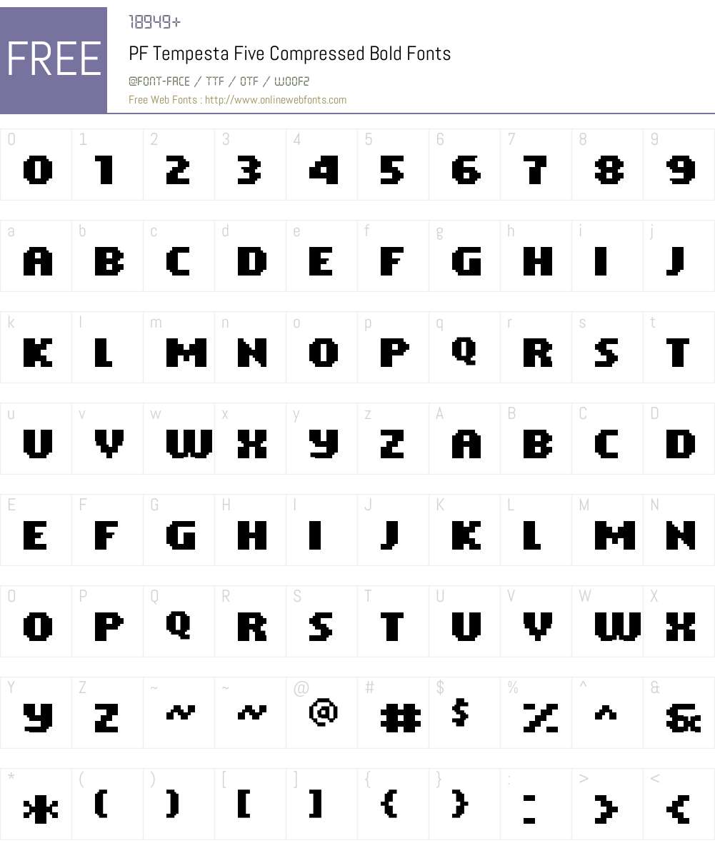 PF Tempesta Five Compressed Font Screenshots