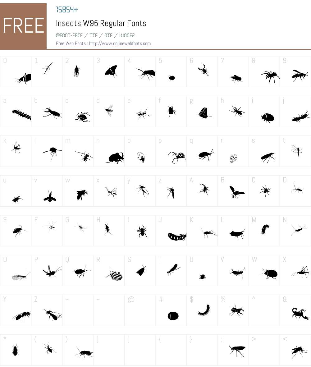 InsectsW95-Regular Font Screenshots