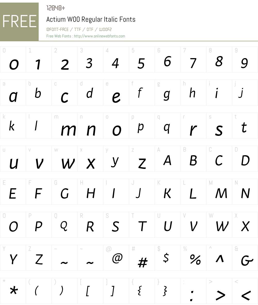 ActiumW00-RegularItalic Font Screenshots