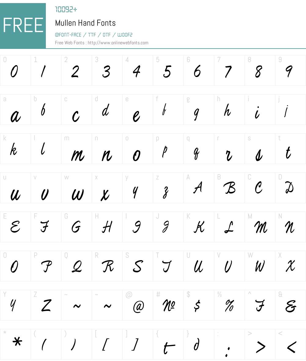 MullenHand Font Screenshots