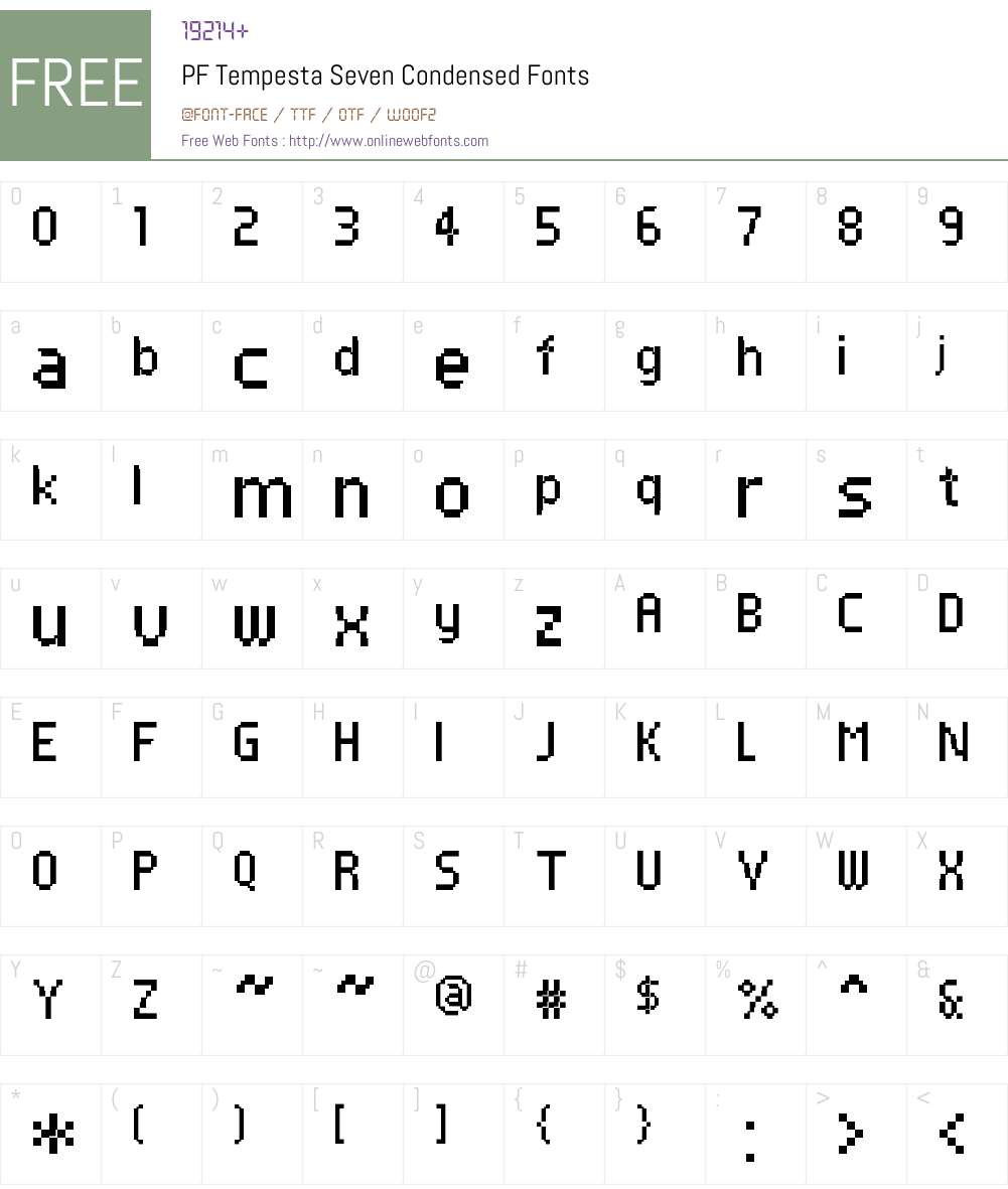 PF Tempesta Seven Condensed Font Screenshots