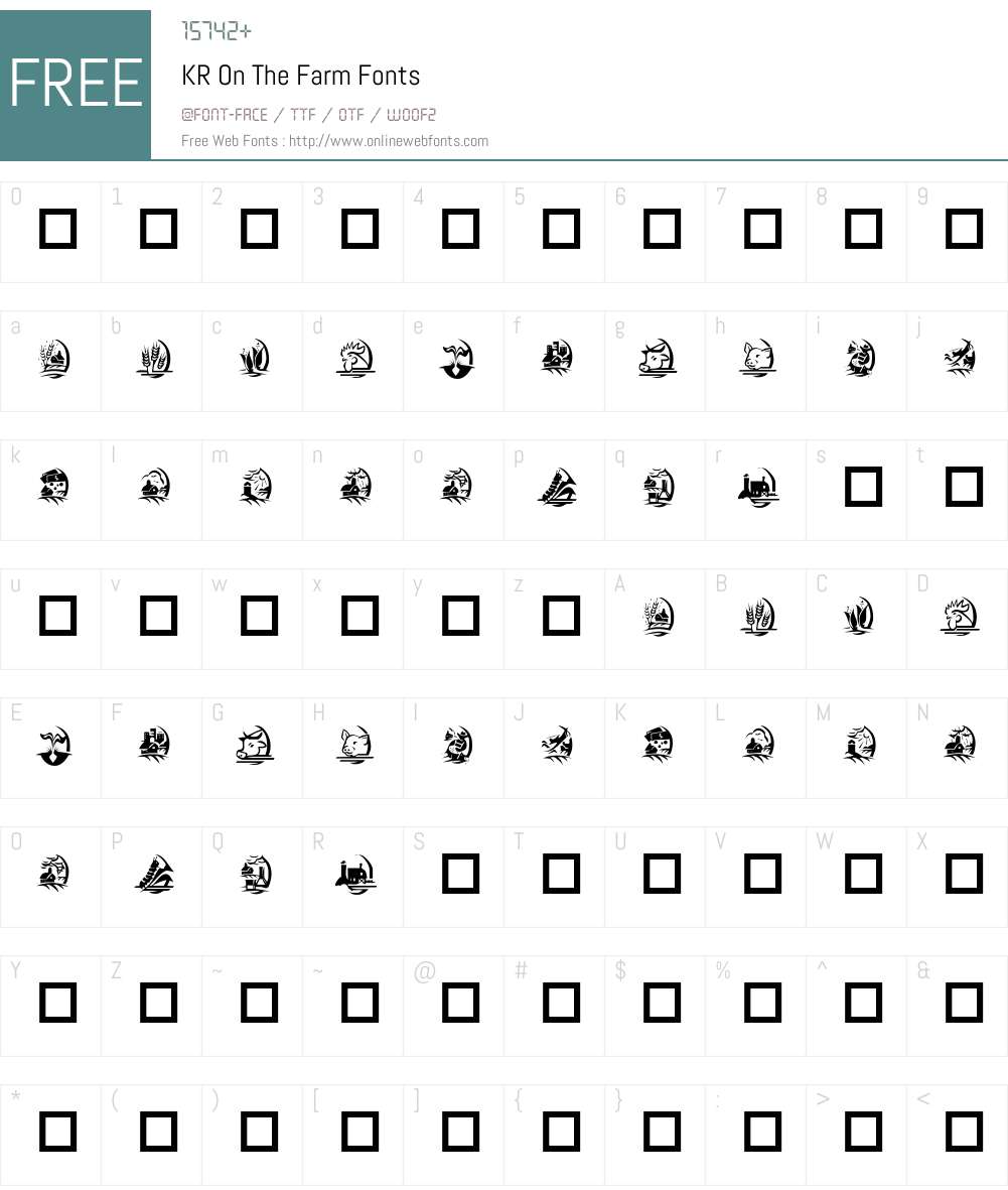 KR On The Farm Font Screenshots