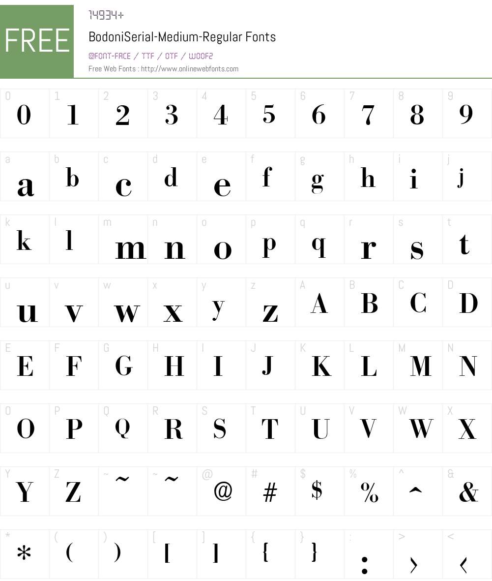 BodoniSerial-Medium Font Screenshots