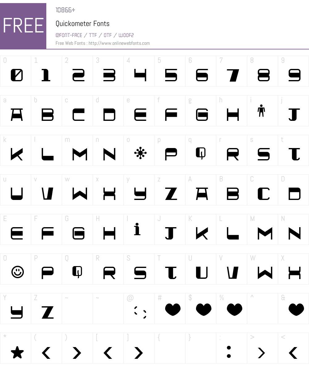 Quickometer Font Screenshots