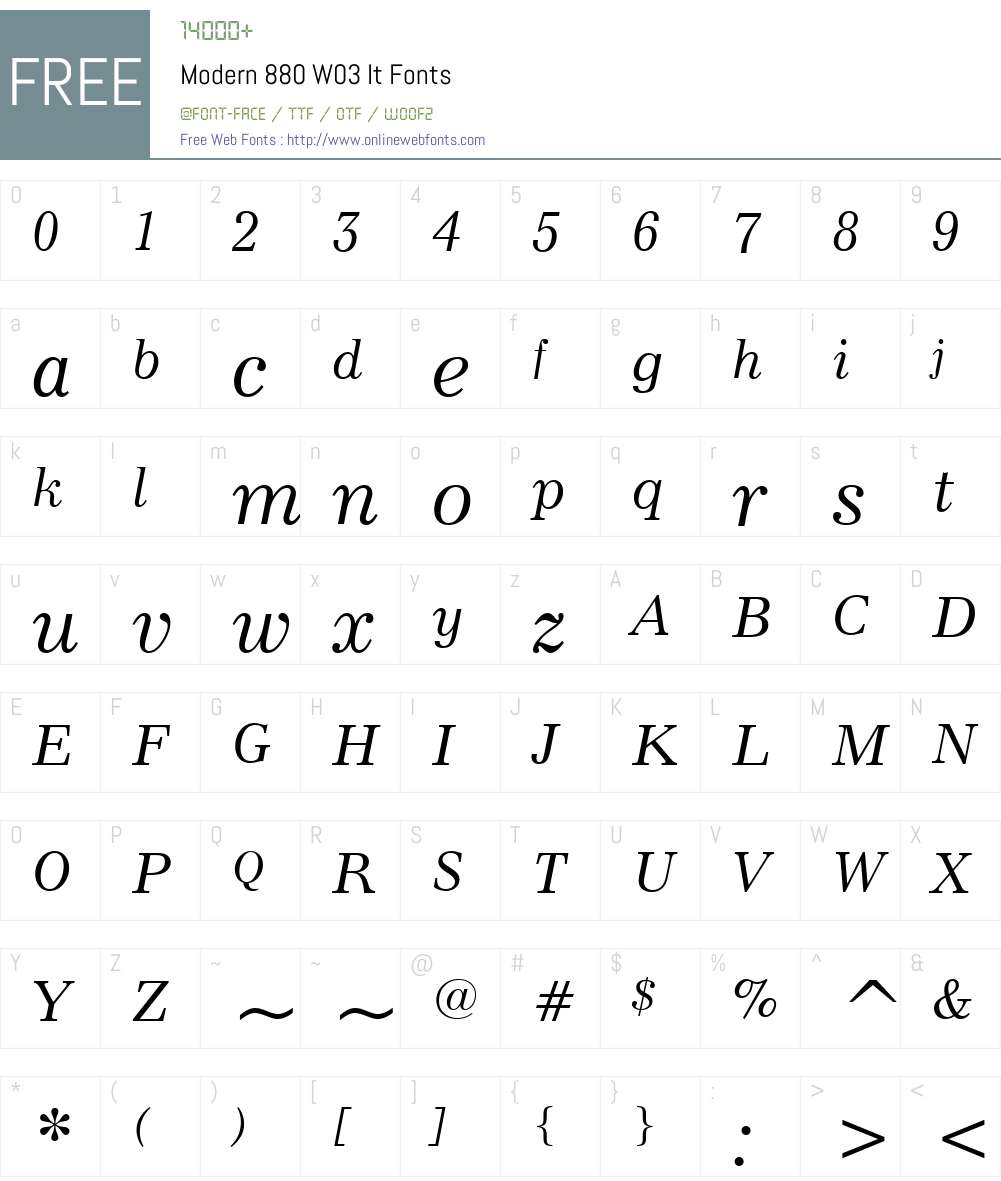 Modern 880 Font Screenshots