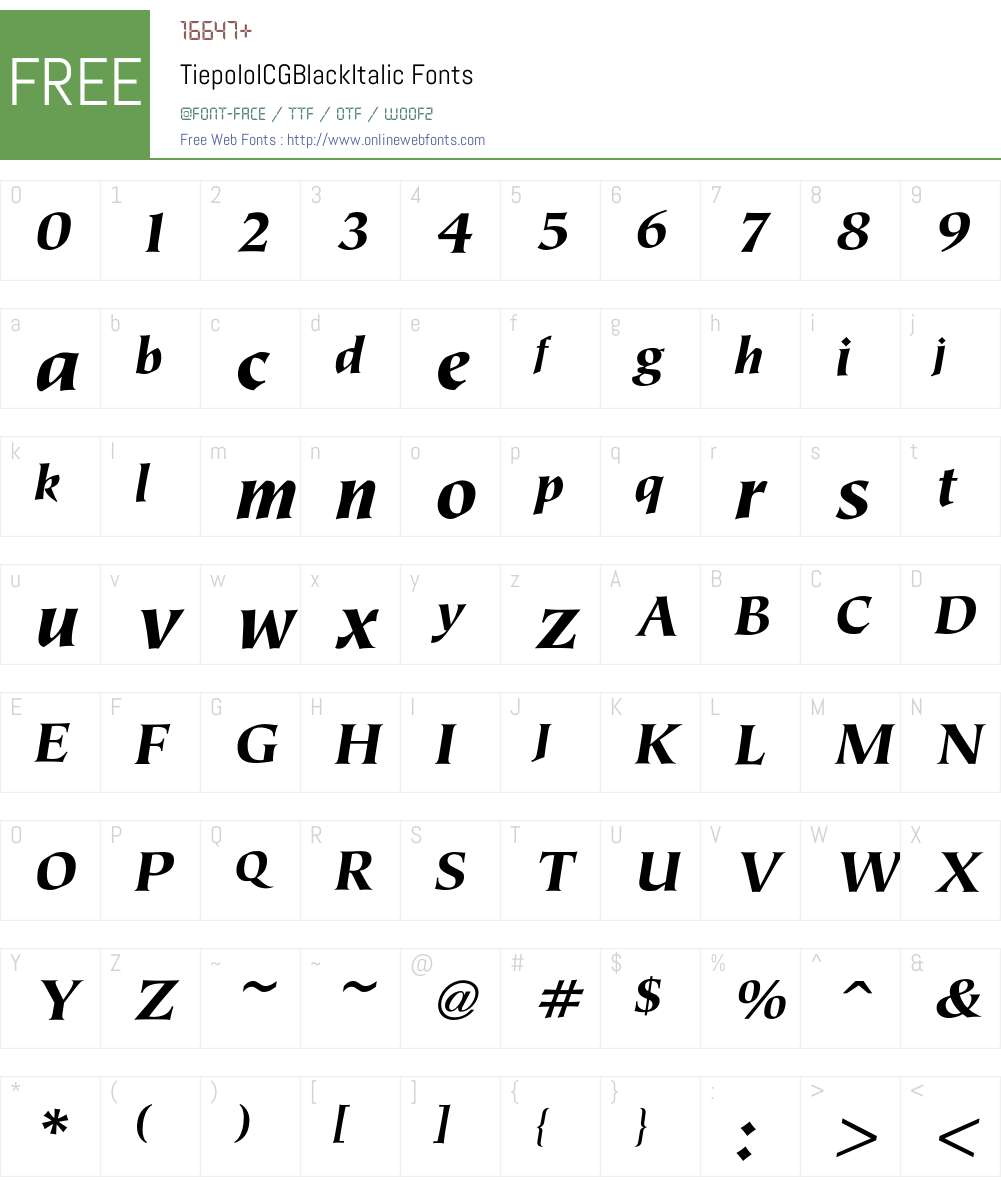 Tiepolo Font Screenshots