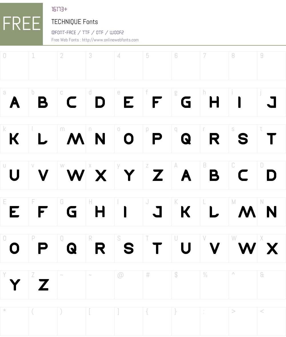 TECHNIQUE Font Screenshots