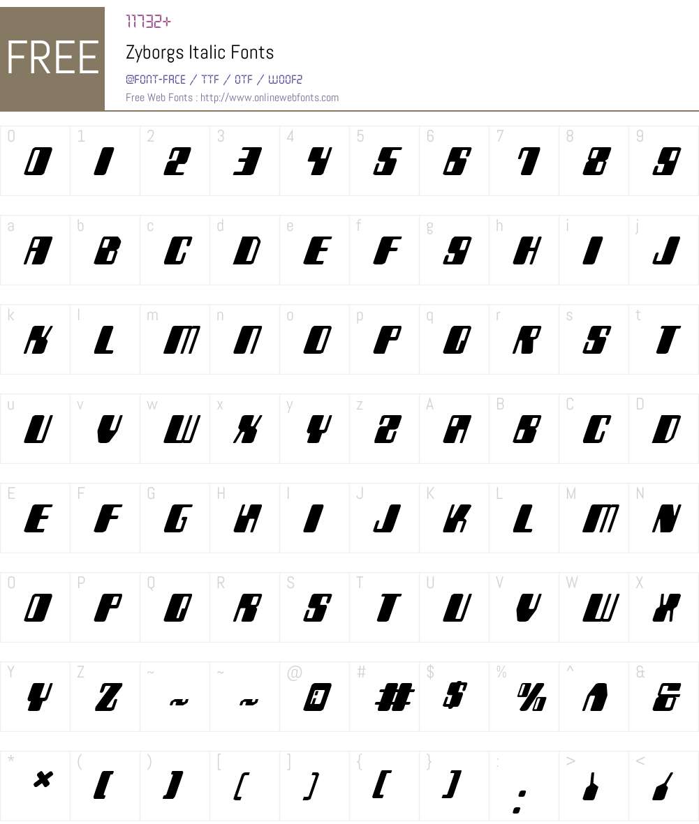 Zyborgs Italic Font Screenshots