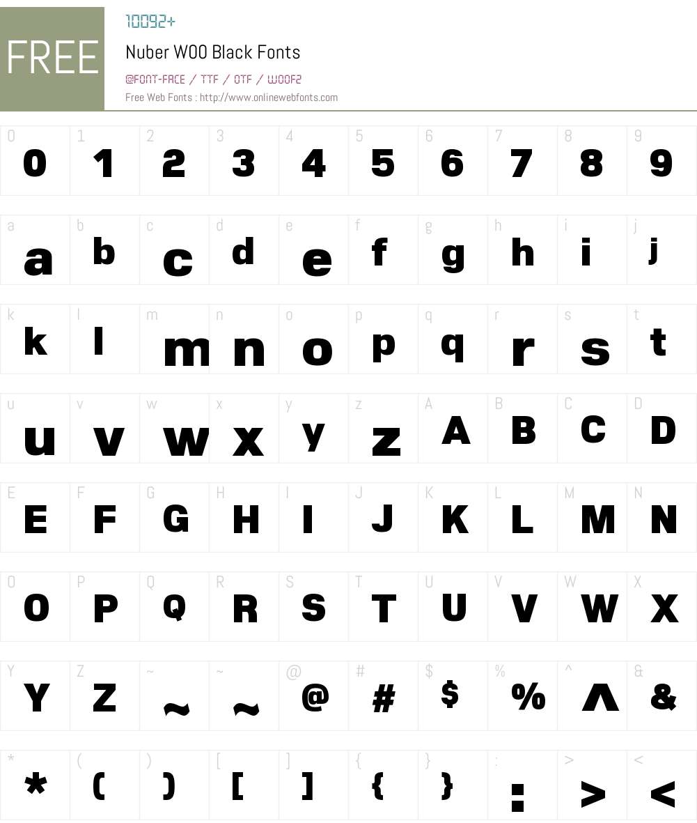 NuberW00-Black Font Screenshots
