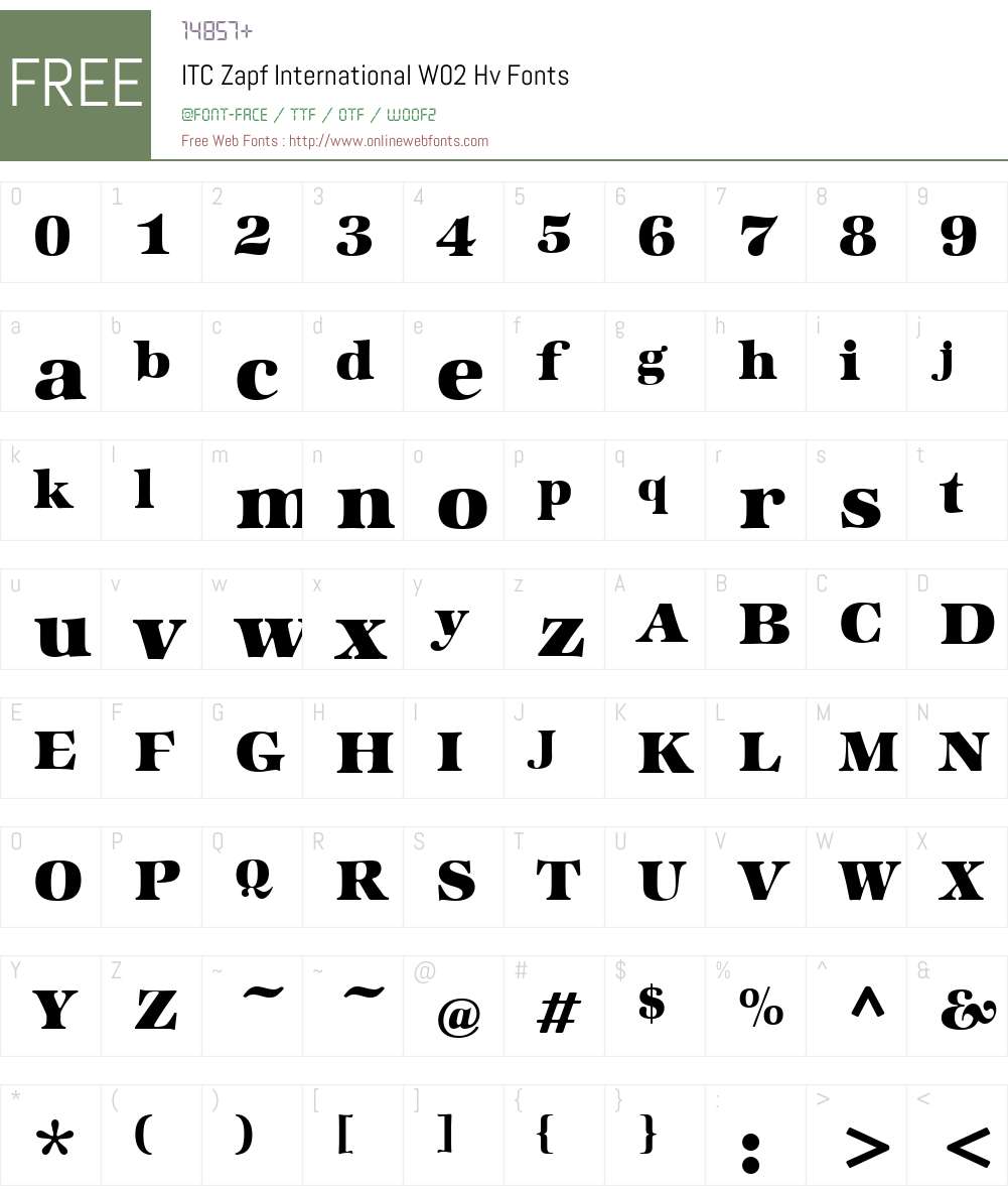 ITC Zapf International Font Screenshots