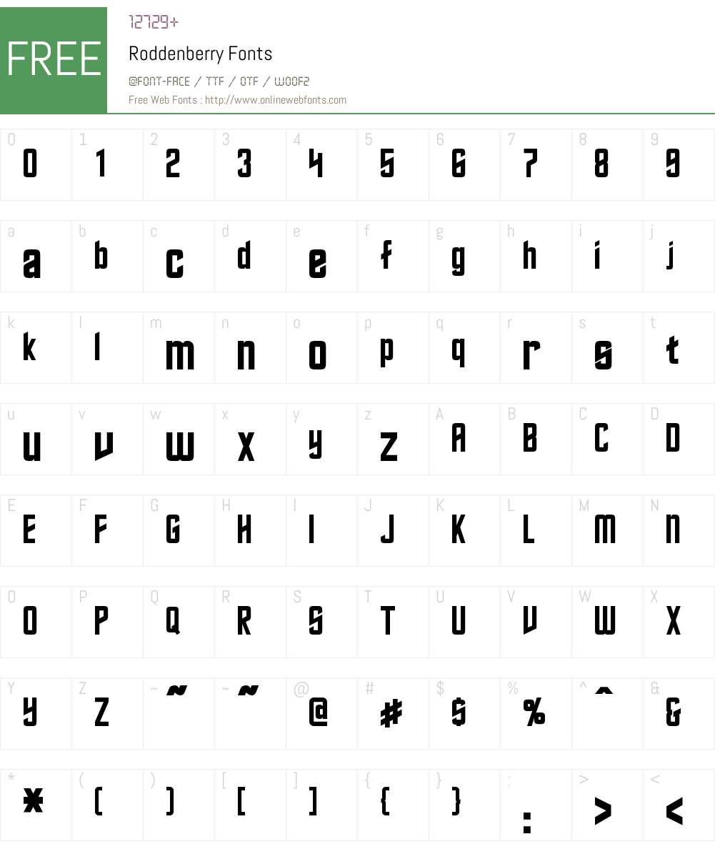 Roddenberry Font Screenshots