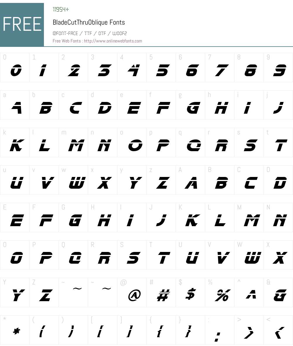BladeCutThruOblique Font Screenshots