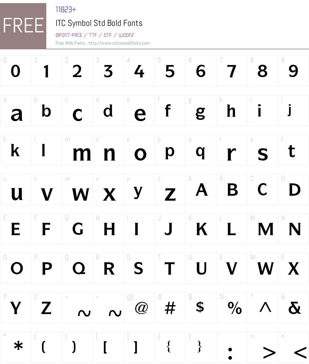 ITC Symbol Std Font Screenshots