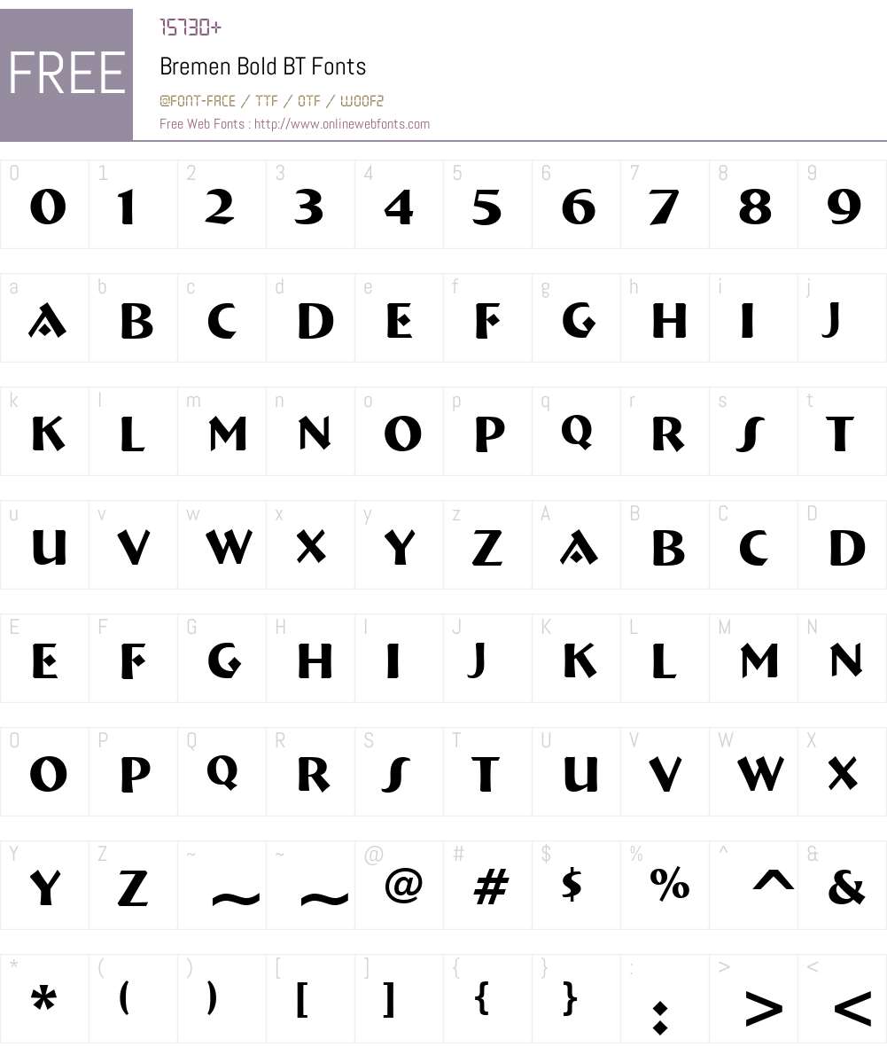 Bremen Bd BT Font Screenshots