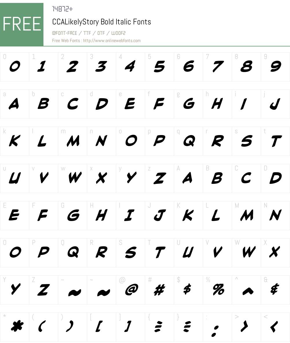 CCALikelyStory-BoldItalic Font Screenshots
